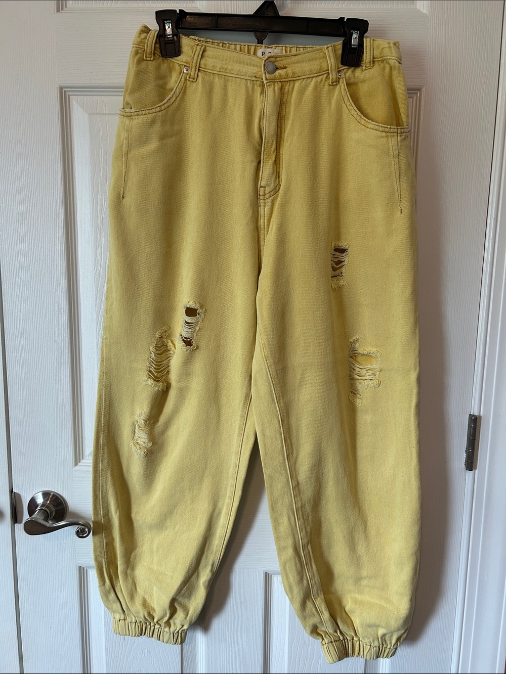 POL Yellow Distressed Jogger Pants